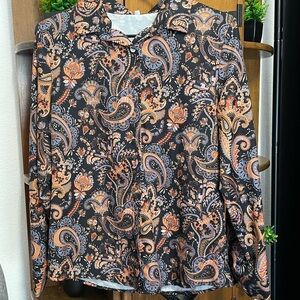 SHEIN Black and Orange Paisley Blazer